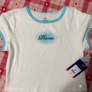 Limited Too White and Blue Pisces Crop Top